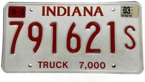 2003 Indiana Truck License Plate 7000 lb 791621S Vintage IN Tag